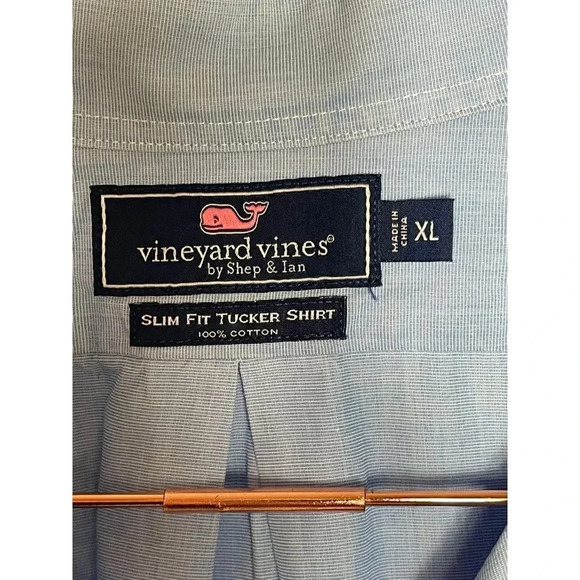 Vineyard Vines Mens Long Sleeve Button Up Slim Fit Tucker Shirts Blue Sz XL - Picture 8 of 9